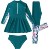 image:imageIDOPIP Muslim Swimsuits for Girls Kids Islamic Swimwear Burkini Full Long Sleeve Rash Guard Top Pants Modest Bathing Suit SetGreen 3pcs