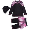 image:imageIDOPIP Muslim Swimsuits for Girls Kids Modest Swimsuit Islamic Burkini Full Cover Hijab Top Pants Cap Bathing SuitBlack  Shorts