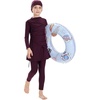 image:imageIDOPIP Muslim Swimsuits for Girls Modest Swimwear Burkini Full Cover Rash Guard Top Pants Set with Hijab Islamic Bathing SuitPlum Purple