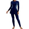 image:imageIDOPIP Muslim Swimsuits for Women Modest Burkini Islamic Arabic Swimwear Full Cover Long Sleeve Rash Guard Pants Bathing SuitNavy Blue