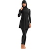 image:imageIDOPIP Muslim Swimsuits for Women Modest Burkini Swimsuit Islamic Arabic Swimwear Full Coverage Hijab Top Pants Bathing SuitsBlack