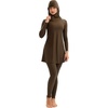 image:imageIDOPIP Muslim Swimsuits for Women Modest Burkini Swimsuit Islamic Arabic Swimwear Full Coverage Hijab Top Pants Bathing SuitsBrown