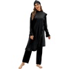 image:imageIDOPIP Muslim Swimsuits for Women with Hijab Islamic Burkini Swimwear Full Cover Long Sleeve Top Pants Dress Bathing SuitsBlack Ruffle