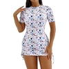image:imageIDOPIP One Piece Swimdress Swimsuit for Women Tummy Control Bathing Suit Ruched Bodycon Swim Dress Modest Surfing SwimwearWhite