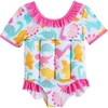 image:imageIDOPIP Toddler Floatation Swimsuit with Floaties Builtin Buoyancy Girls Boys Baby Float Suit One Piece Bathing Suit SwimwearPink Dinosaur