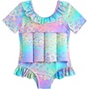 image:imageIDOPIP Toddler Floatation Swimsuit with Floaties Builtin Buoyancy Girls Boys Baby Float Suit One Piece Bathing Suit SwimwearRainbow Leopard