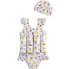 image:imageIDOPIP Toddler Girls Striped Floatation Swimsuit Baby Float Suit Swim Vest with Buoyancy Floaties One Piece Bathing Suit 48TWhite Fruit