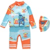 image:imageIDOPIP Toddler Kid Boy Floatation Swimsuit with Adjustable Buoyancy Baby Float Suit Swim Vest One Piece Swimsuit Bathing SuitOrange Dinosaur
