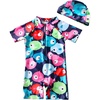 image:imageIDOPIP Toddler Kids Baby Boys Girls One Piece Swimsuit Rash Guard with Sun Hat Two Piece Bathing Suit UPF 50 Sun ProtectionNavy Blue  Colorful Fish  Hat