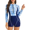 image:imageIDOPIP Women Long Sleeve Rash Guard One Piece Swimsuit Zipper Surfing Bathing Suit UPF 50 Sun Protection Beachwear SwimwearBlue