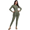 image:imageIDOPIP Women Modest Swimsuit Full Coverage Muslim Swimwear Burkini Long Sleeve Rash Guard 2 Piece Bathing Suit with Pants SetGreen