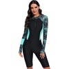 image:imageIDOPIP Women Rash Guard Long Sleeve One Piece Swimsuit Bathing Suit Color Block Zip Front Sun Protection Swim Shirt UPF 50Green  Long Sleeves