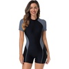 image:imageIDOPIP Women Rash Guard One Piece Swimsuit Bathing Suit Short Sleeve Zipper Rashguard UPF 50 Sun Protection Modest SwimwearGray