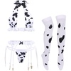 009 White Cow Bikini Set + Stockings