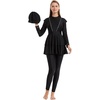 image:imageIDOPIP Womens Modest Muslim Swimsuit Islamic Long Sleeve Rash Guard Burkini Beach Bathing Suit Sun Protection Swimming SuitBlack