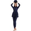 image:imageIDOPIP Womens Modest Muslim Swimsuit Islamic Long Sleeve Rash Guard Burkini Beach Bathing Suit Sun Protection Swimming SuitNavy Blue