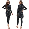 image:imageMuslim Swimsuits for Women Modest Islamic Swimwear Burkini Full Cover Rash Guard Top Pants Set Two Piece Bathing SuitsBlack  Full Print