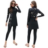 image:imageMuslim Swimsuits for Women Modest Islamic Swimwear Burkini Full Cover Rash Guard Top Pants Set Two Piece Bathing SuitsBlack