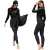 image:imageMuslim Swimsuits for Women Modest Swimwear Burkini Full Cover Hijab Bodysuit TopPantsSkirtCap 4PCS Set Bathing SuitsBlack