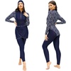 image:imageMuslim Swimsuits for Women Modest Swimwear Burkini Full Cover Hijab Bodysuit TopPantsSkirtCap 4PCS Set Bathing SuitsDark Blue Diamond