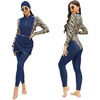 image:imageMuslim Swimsuits for Women Modest Swimwear Burkini Full Cover Hijab Bodysuit TopPantsSkirtCap 4PCS Set Bathing SuitsDark Blue Floral