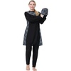 image:imagePlus Size Muslim Swimsuits for Women Modest Islamic Swimwear Burkini Full Cover Hijab Top Pants 3PCS Fat Bathing SuitsBlack Floral