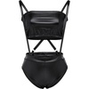 image:imageWomens 2PCS Metallic Shiny Teddy Bodysuit and Bandeau Tube Top Suspender Swimsuit Bikini Set Night Rave Dance CostumeBlack