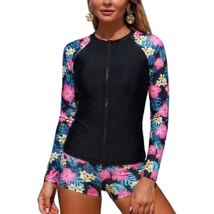 image:imageIDOPIP 3 Piece Rash Guard for Women Long Sleeve Swimsuit Bathing Suit UPF 50 UV Sun Protection Swim Shirt with Shorts SetPink