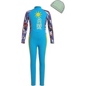 image:imageIDOPIP Kids Boys Girls Color Block One Piece Swimsuit Swimwear Long Sleeve Rash Guard Sunsuit Wetsuit Beachwear Bathing SuitBlue  Yellow  Boy