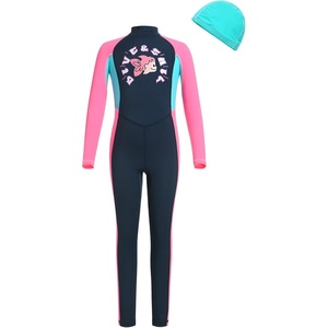 image:imageIDOPIP Kids Boys Girls Color Block One Piece Swimsuit Swimwear Long Sleeve Rash Guard Sunsuit Wetsuit Beachwear Bathing SuitNavy Blue  Pink  Girl