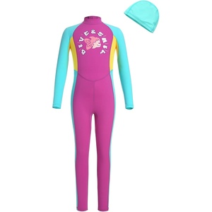 image:imageIDOPIP Kids Boys Girls Color Block One Piece Swimsuit Swimwear Long Sleeve Rash Guard Sunsuit Wetsuit Beachwear Bathing SuitPurple  Blue  Girl