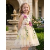 image:imageIDOPIP Toddler Baby Embroidery Flower Girl Dress Tulle Pageant Wedding Gown  for Kids Wedding Bridesmaid Formal Party Prom Gown Little Princess First Communion Birthday Graduation Floral Tulle DressApricot