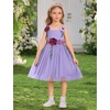 image:imageIDOPIP Toddler Baby Embroidery Flower Girl Dress Tulle Pageant Wedding Gown  for Kids Wedding Bridesmaid Formal Party Prom Gown Little Princess First Communion Birthday Graduation Floral Tulle DressPurple