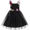 image:imageIDOPIP Toddler Baby Embroidery Flower Girl Dress Tulle Pageant Wedding Gown  for Kids Wedding Bridesmaid Formal Party Prom Gown Little Princess First Communion Birthday Graduation Floral Tulle DressBlack