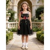 image:imageIDOPIP Toddler Baby Embroidery Flower Girl Dress Tulle Pageant Wedding Gown  for Kids Wedding Bridesmaid Formal Party Prom Gown Little Princess First Communion Birthday Graduation Floral Tulle DressBlack