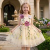 image:imageIDOPIP Toddler Baby Embroidery Flower Girl Dress Tulle Pageant Wedding Gown  for Kids Wedding Bridesmaid Formal Party Prom Gown Little Princess First Communion Birthday Graduation Floral Tulle DressApricot