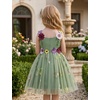 image:imageIDOPIP Toddler Baby Embroidery Flower Girl Dress Tulle Pageant Wedding Gown  for Kids Wedding Bridesmaid Formal Party Prom Gown Little Princess First Communion Birthday Graduation Floral Tulle DressSage Green Floral