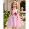 image:imageIDOPIP Toddler Baby Embroidery Flower Girl Dress Tulle Pageant Wedding Gown  for Kids Wedding Bridesmaid Formal Party Prom Gown Little Princess First Communion Birthday Graduation Floral Tulle DressRainbow Pink