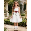 image:imageIDOPIP Toddler Baby Embroidery Flower Girl Dress Tulle Pageant Wedding Gown  for Kids Wedding Bridesmaid Formal Party Prom Gown Little Princess First Communion Birthday Graduation Floral Tulle DressWhite