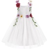 image:imageIDOPIP Toddler Baby Embroidery Flower Girl Dress Tulle Pageant Wedding Gown  for Kids Wedding Bridesmaid Formal Party Prom Gown Little Princess First Communion Birthday Graduation Floral Tulle DressWhite