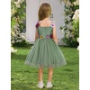 image:imageIDOPIP Toddler Baby Embroidery Flower Girl Dress Tulle Pageant Wedding Gown  for Kids Wedding Bridesmaid Formal Party Prom Gown Little Princess First Communion Birthday Graduation Floral Tulle DressSage Green