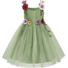 image:imageIDOPIP Toddler Baby Embroidery Flower Girl Dress Tulle Pageant Wedding Gown  for Kids Wedding Bridesmaid Formal Party Prom Gown Little Princess First Communion Birthday Graduation Floral Tulle DressSage Green