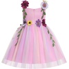 image:imageIDOPIP Toddler Baby Embroidery Flower Girl Dress Tulle Pageant Wedding Gown  for Kids Wedding Bridesmaid Formal Party Prom Gown Little Princess First Communion Birthday Graduation Floral Tulle DressRainbow Pink
