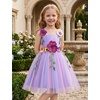 image:imageIDOPIP Toddler Baby Embroidery Flower Girl Dress Tulle Pageant Wedding Gown  for Kids Wedding Bridesmaid Formal Party Prom Gown Little Princess First Communion Birthday Graduation Floral Tulle DressRainbow Purple