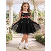 image:imageIDOPIP Toddler Baby Embroidery Flower Girl Dress Tulle Pageant Wedding Gown  for Kids Wedding Bridesmaid Formal Party Prom Gown Little Princess First Communion Birthday Graduation Floral Tulle DressBlack