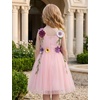 image:imageIDOPIP Toddler Baby Embroidery Flower Girl Dress Tulle Pageant Wedding Gown  for Kids Wedding Bridesmaid Formal Party Prom Gown Little Princess First Communion Birthday Graduation Floral Tulle DressPink