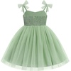 image:imageIDOPIP Toddler Girls Birthday Dress Tulle Smocked Pageant Summer Sundress  Baby Girls Tutu Dress Sleeveless Bowknot Straps Dress Casual Back to School Graduation Gown for Cake Smash Photo PartySage Green
