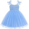 image:imageIDOPIP Toddler Girls Birthday Dress Tulle Smocked Pageant Summer Sundress  Baby Girls Tutu Dress Sleeveless Bowknot Straps Dress Casual Back to School Graduation Gown for Cake Smash Photo PartyBlue