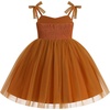 image:imageIDOPIP Toddler Girls Birthday Dress Tulle Smocked Pageant Summer Sundress  Baby Girls Tutu Dress Sleeveless Bowknot Straps Dress Casual Back to School Graduation Gown for Cake Smash Photo PartyCaramel
