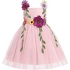 image:imageIDOPIP Toddler Baby Embroidery Flower Girl Dress Tulle Pageant Wedding Gown  for Kids Wedding Bridesmaid Formal Party Prom Gown Little Princess First Communion Birthday Graduation Floral Tulle DressPink